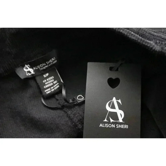 NWT Alison Sheri Corduroy Pants Small Pleated Straight Leg Academia Preppy Black - Picture 11 of 12